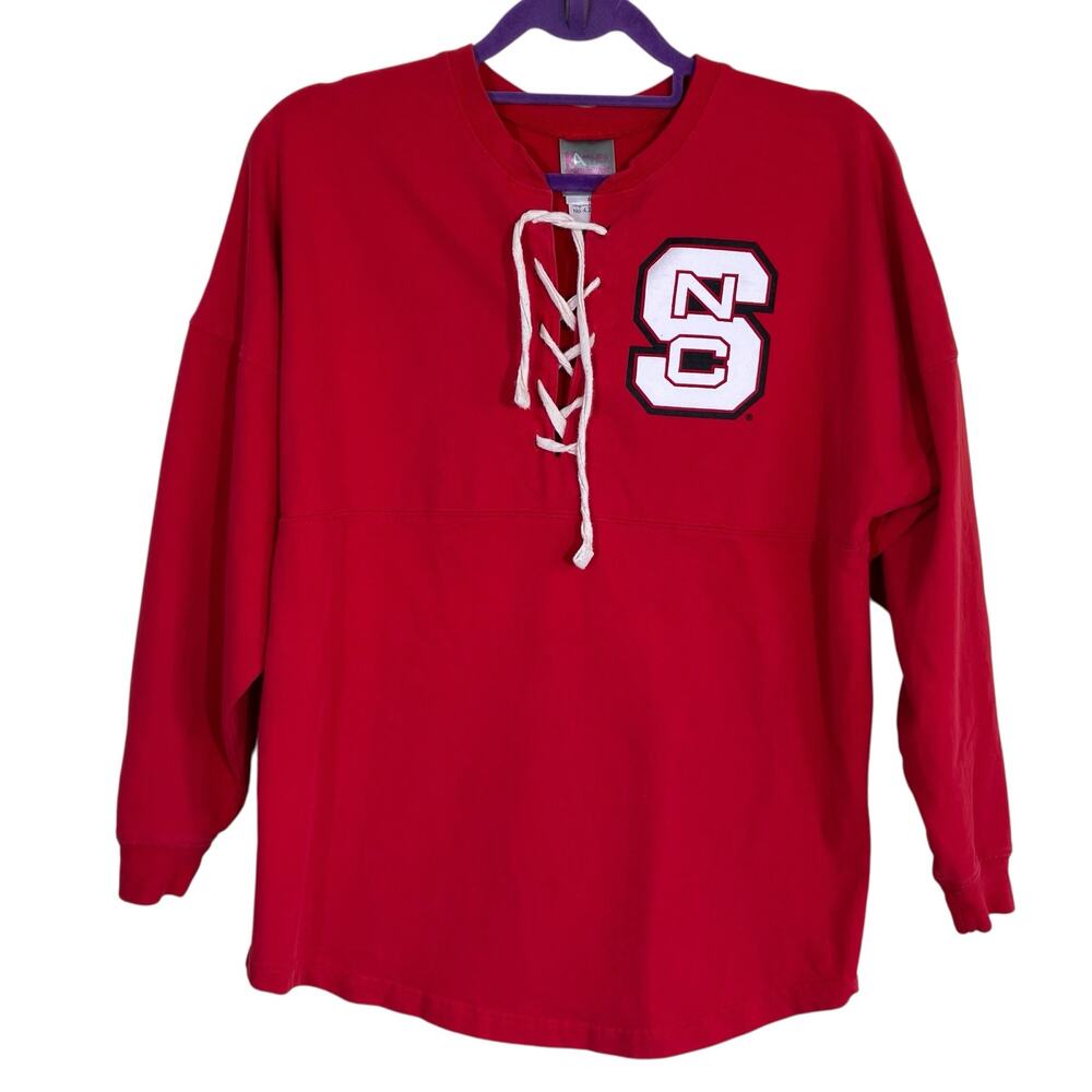Knights Apparel Women’s NC State Wolfpack Top Spirit Jersey Lace-up Neckline